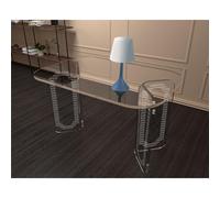 Tavolinetto , tavolo caffè in Cristallo acrilico ad alto spessore con decori al laser PEGGY 80x140xh73 cm trasaparente