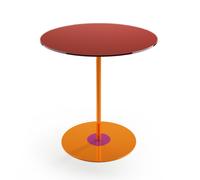 Tavolinetto, tavolo caffè piccolo Struttura in metallo Piano In vetro Dimensioni 46xh44 cm colore Rosso rosso