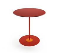 Tavolinetto, tavolo caffè piccolo Struttura in metallo Piano In vetro Dimensioni 48xh52 cm colore Rosso rosso
