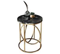 Tavolini bassi Tavolino da divano in marmo nordico Tavolino da caffè ad angolo rotondo Comodino da soggiorno Tavolino da cocktail creativo con stabile struttura geometrica in metallo Ufficio(Noir)