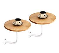 Tavolini da caffè da parete, tavolino laterale in legno massello con gambe a L bianche, piccolo letto rotondo per bar/negozio di tè/ufficio/bar per il tempo libero, tavolino da divano, 40 x cm