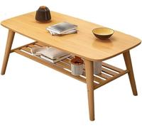 Tavolini da caffè per soggiorno a doppio strato, forte capacità portante, struttura trasparente, pregevole fattura, bambù, per soggiorno, appartamento (dimensioni: 100 x 60 x 50 cm, colore: colore