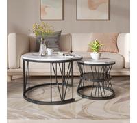 Tavolini da caffè RESISTENTE E DUREVOLE: Realizzati in robusto metallo e MDF spesso, i nostri tavolini offrono una durata eccezionale. Il piano rotondo con giunto e la struttura in metallo dorato gara