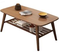 Tavolini da salotto a doppio strato, forte capacità portante, struttura trasparente, pregevole fattura, bambù, per soggiorno, appartamento (dimensioni: 100 x 60 x 50 cm, colore: noce)