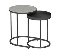TAVOLINI DA SALOTTO HOMCOM IT83B-516V00GY - MDF e metallo, 42x54cm e 36,5x48,5cm, impilabili