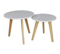 SAMIRA Tavolini da salotto mod. Twins con top bianco in mdf e piedi in legno