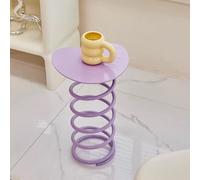 Tavolini laterali creativi a molla metallica, tavolini laterali irregolari | Piccolo comodino per camera da letto, materiale in ferro, tavolo angolare e accento decorativo(Purple)