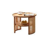 Tavolini Laterali Soggiorno Home Soggiorno Divano Tavolino Laterale Alto e Basso Stile Wabi-sabi Retro Legno Rattan Piccolo Tavolino Basso Tavolino Laterale Soggiorno Tavolino da caffè(B,S-45x55cm)