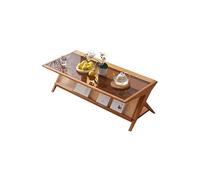 Tavolini piccoli per camera da letto Tavolino da caffè in legno Stile Wabi-sabi Casa Tavolo da tè in rattan Tavolo da soggiorno retrò Tavolo da tè in vetro Tavolino laterale per cameretta con contenit