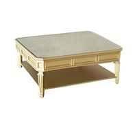 Tavolini Piccoli Per Camera da Letto Tavolino da caffè retrò, tavolo da salotto quadrato, tavolino da divano con piano a specchio e ripiano aperto, for soggiorno Tavolino da Salotto(Gold,110*110*47cm)