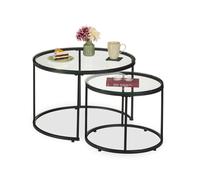 Tavolini Salotto Caffè Tavoli Bassi Divano Soggiorno Metallo Ripiano Vetro Set 2
