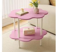 Tavolino a 2 Livelli a Forma di Fiore, tavolini per Camera da Letto, tavolino per Divano C, Comodino per Soggiorno, Cucina, Giardino, Camera da Letto, tavolino in Accento (Bianco)