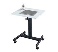 Tavolino a C con altezza regolabile, Tavolino servitore con ruote, Supporto per vassoio da letto per mangiare e portare il computer portatile, soggiorno, camera da letto(WhiteBlack,60x52cm)