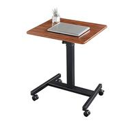 Tavolino a C con altezza regolabile, Tavolino servitore con ruote, Supporto per vassoio da letto per mangiare e portare il computer portatile, soggiorno, camera da letto(BrownBlack,60x52cm)