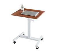 Tavolino a C con altezza regolabile, Tavolino servitore con ruote, Supporto per vassoio da letto per mangiare e portare il computer portatile, soggiorno, camera da letto(BrownWhite,60x52cm)