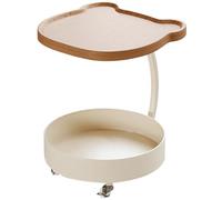 Tavolino A C Con Ruote, Pannello Di Densità Bear Head Blister E Cestino Di Metallo, Tavolino A 2 Livelli Per Divano, Letto O Soggiorno, Comodino Mobile(Brown+White)