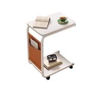 Tavolino a forma di C compatto a 2 ripiani per divano su ruote, mobile per soggiorno e camera da letto, design pratico per un facile utilizzo TV