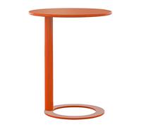 Tavolino a forma di C per divano, moderno tavolino rotondo per soggiorno e camera da letto, facile da montare, elegante accento arancione, 48 x 56 cm, ideale per piccoli spazi