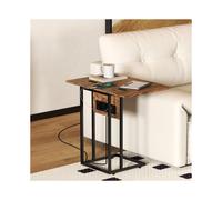 Tavolino a scomparsa con porta USB supporto ricarica in metallo dimensioni 39x29x57 cm Brown ideale per soggiorno e camera
