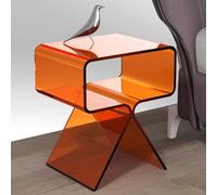 Tavolino Acrilico Trasparente,Comodino Premium con Scaffale Aperto per Soggiorno Camera da Letto Home Decor,Senza Montaggio Tavolino per Ufficio Corridoio Piccoli Spazi Mini(Size:Piccolo,Color:Orange)
