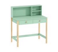 AIYAPLAY Scrivania per Bambini 5-12 Ani con 3 Ripiani e 2 Cassetti, in Legno, 90x52x105 cm, Verde Aosom Italy