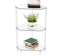 Tavolino angolare in acrilico, tavolino triangolare a 3 ripiani per piccoli spazi, ripiano doccia angolare per bagno, vasca da bagno, 30,5 x 30,5 x 66 cm