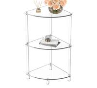 Tavolino angolare triangolare, tavolino trasparente, tavolini triangolari trasparenti a 3 livelli con struttura robusta, tavolini angolari per soggiorno, camera da , bagno, mobili domestici moder