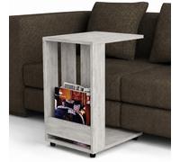 Tavolino Ausiliario con Ruote Design Moderno Mobile Letto Divano Bianco Antico