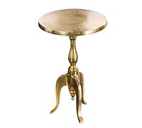 Tavolino Barocco da Caffè Rotondo in Oro Alluminio Anticato, Altezza 55 cm