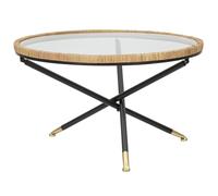 Tavolino Basso Ø80x46,5 cm in Metallo con Piano in Vetro