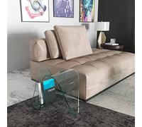 Tavolino Basso Curvato Portariviste Ideale Per Ufficio Sala Aspetto Salotto Soggiorno Sala Pranzo In Vetro Design Moderno Elegante Luna, 62 x 45 x 41 Cm Trasparente
