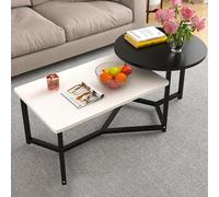 Shally Dogan Tavolino Basso da Caffè per Sala da Pranzo con 2 Ripiani, Tavolo Design Luxury, Premium, Elegante, Piano Tondo e Rettangolare, Ideale per Salotto. Soggiorno e Ufficio (Nero)