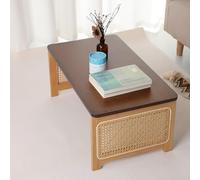 Tavolino Basso Giapponese Portatile - Tavolino Pieghevole in bambù e Rattan per Soggiorno e Sala da tè - Struttura Solida, Marrone, 70x40x31 cm - Design Elegante e salvaspazio