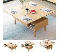 Tavolino basso in legno massello in stile giapponese con coperta riscaldante, per un inverno accogliente, tavolino quadrato per camera giapponese