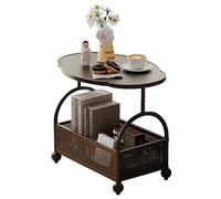 Tavolino basso irregolare a forma di nuvola, per esterni, con cestino, perfetto per soggiorno, balcone, giardino, camera da letto, cucina, elegante design nero