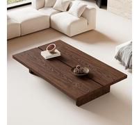 Tavolino Basso Multiuso In Legno Di Pino, Design Wabi-sabi E Scandinavo Mid-Century Minimalista, Rettangolare Per Soggiorno, Ideale Per Meditazione, Altare O Cocktail(Dark Walnut,63.0x31.5x17.7)