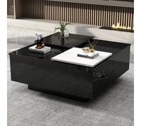 Tavolino basso quadrato 75x75x33,5 cm bevanda lucida con spazio di archiviazione carico massimo 30 kg truciolare nero