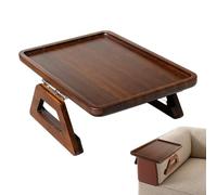 Tavolino Bracciolo Divano Clip in Legno, Antiscivolo, Bracciolo Pieghevole | Portabevande da Sofà Per Caffè Cibo Colazione Snack Mangiare Lavoro Lettura Film TV Ufficio Casa Marrone