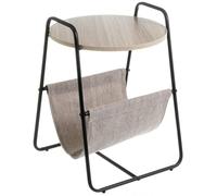 Tavolino Caffe Divano Rotondo con Portariviste Design Moderno Industriale Nero