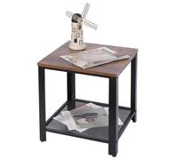 BAKAJI Tavolino Divano Tavolo caffè da Salotto Quadrato Design Moderno Industriale Struttura in Metallo con Ripiano Inferiore Piao d'appoggio in Legno MDF Scuro Dimensione 40 x 45 cm