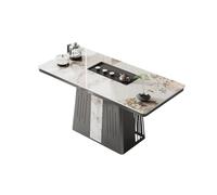 Tavolino centrale per soggiorno, moderno, rettangolare, con piano in ardesia e vassoio da tè, tavolino da tè con contenitore nascosto, tavolino da caffè Kung Fu, adatto per soggiorno (bianco, grande)