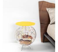 Tavolino, comodino contenitore. In plexiglass con ripiano in PMMA, BOOLINO Dimensioni 40x40x h 46 cm, Corpo multicolor ripiano Giallo giallo