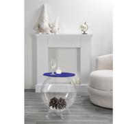 Tavolino, comodino contenitore. In plexiglass con ripiano in PMMA, BOOLINO Dimensioni 40x40x h 46 cm, Corpo Trasparente ripiano Blu blu
