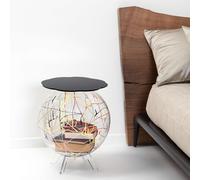 Tavolino, comodino contenitore. In plexiglass con ripiano in PMMA, BOOLINO Dimensioni 40x40x h 46 cm, Corpo multicolor ripiano black nero