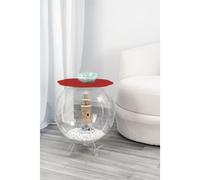 Tavolino, comodino contenitore. In plexiglass con ripiano in PMMA Dimensioni 40x40x h 46 cm, Corpo Trasparente ripiano Rosso rosso