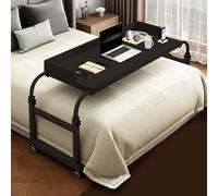 Tavolino Computer，tavolo Servitore Regolabile Con Rotelle Scrivania Ruote Da Divano Per Pc Richiudibile Estensibile Lavoro Letto Tavolo In Altezza(Color:Nero+)