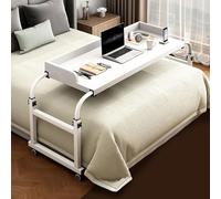 Tavolino Computer，tavolo Servitore Regolabile Con Rotelle Scrivania Ruote Da Divano Per Pc Richiudibile Estensibile Lavoro Letto Tavolo In Altezza(Color:Bianco+)