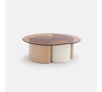 Tavolino con 2 pouf, POGLIO Marrone TU