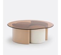 Tavolino con 2 pouf, POGLIO Marrone TU