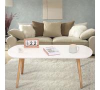 Tavolino con gambe in legno, tavolino ovale, 110*50*45cm, portata 20kg, bianco 1. Produzione stabile, alta qualità, facile da installare;2. Cuscinetti in plastica sui piedini, stabilità senza graffi,